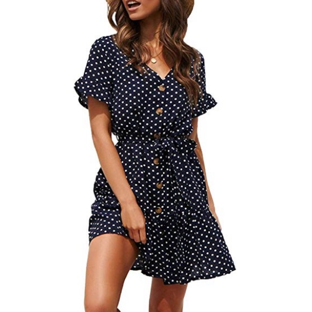🔹LAINEY Womens Polka Dot Swing Dress🔹 - Picture 1 of 4